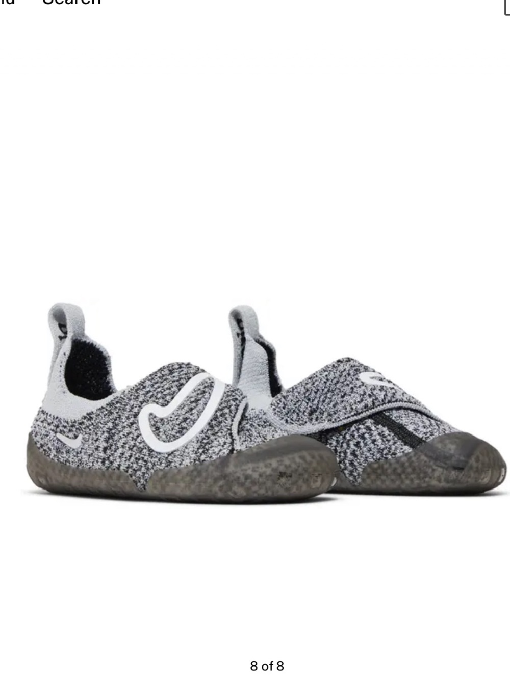 Nike Swoosh 1 TD Kids Slip-On Knit Sneakers,Black Wolf Grey Color,Size 5 C.